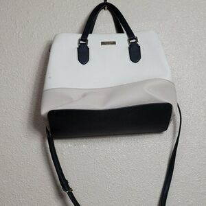 Kate Spade Evangelie Laurel Way Sachel Handbag Purse Beige Ecru Black Crossbody